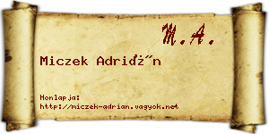 Miczek Adrián névjegykártya